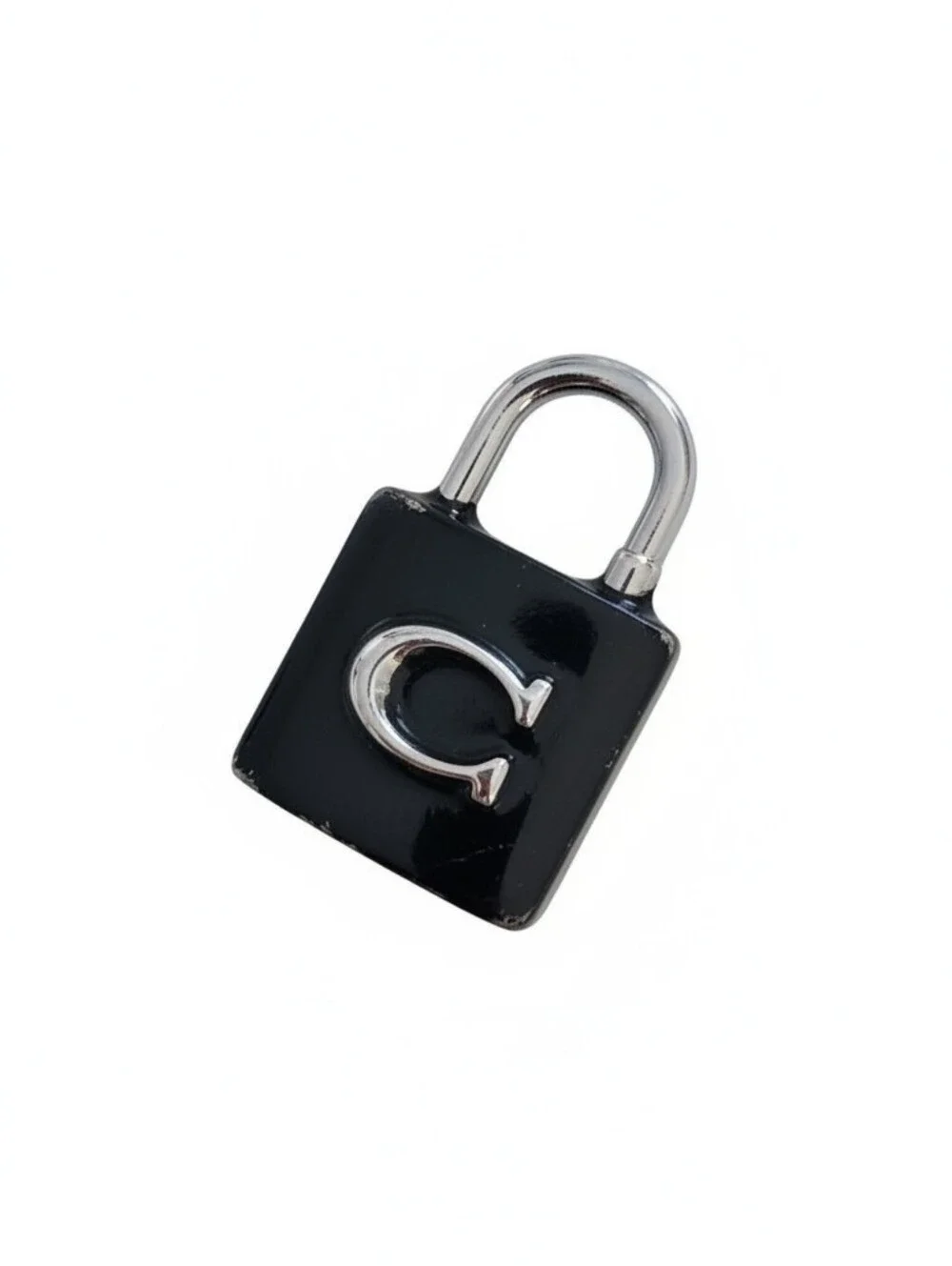 Ssssified BOUTIQUE  NWT Black Enamel Padlock Keychain with Rainbow Charm